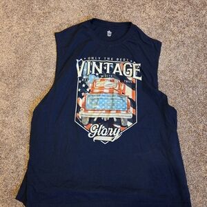 Vintage Glory Navy Graphic Tank Top